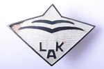 знак, LAK (Латвийский Аэроклуб), № 106, серебро, Латвия, 20е-30е годы 20го века, 21 x 29.8 мм, дефек...