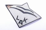 badge, LAK (The Aeroclub of Latvia), № 106, silver, Latvia, 20-30ies of 20th cent., 21 x 29.8 mm, en...