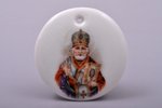 icon-medallion, Saint Nicholas the Miracle-Worker, porcelain, M.S. Kuznetsov manufactory, Riga (Latv...