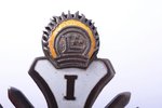 знак, 1-ый выпуск Военного училища, серебро, золото, эмаль, Латвия, 20е годы 20го века, 51 x 40.6 мм...