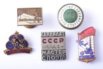 set of 5 badges, sport, USSR...