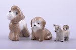 set of figurines, 3 dogs, porcelain, Riga (Latvia), USSR, Riga porcelain factory, the 90ies of 20th...
