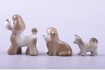 set of figurines, 3 dogs, porcelain, Riga (Latvia), USSR, Riga porcelain factory, the 90ies of 20th...