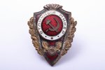 badge, Excellent Land Mine Specialist, USSR, 40ies of 20 cent., 48 x 38.2 mm...