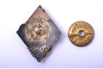 badge, KSA - Woodworkers Association, silver, enamel, 875 standard, Latvia, 20-30ies of 20th cent.,...