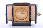 galda pulkstenis, "Zenith", Francija, 210.40 g, 5.6 x 5.7 x 3.5 cm, Ø 42 mm, futlārī, darbojas labi...