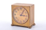 table clock, "Zenith", France, 210.40 g, 5.6 x 5.7 x 3.5 cm, Ø 42 mm, in a case, working well...