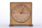 table clock, "Zenith", France, 210.40 g, 5.6 x 5.7 x 3.5 cm, Ø 42 mm, in a case, working well...