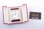 table clock, "Cartier", quartz, Switzerland, the 80ies of 20th cent., 380.90 g, 9.7 x 7.2 cm, in a c...