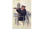 postcard, propaganda, navy sailor, Russia, beginning of 20th cent., 13,8x8,8 cm...