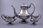 service of 3 items: coffeepot, sugar-bowl, cream jug, silver, 830 standart, gilding, 1085.5 g, (coff...