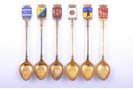 set of 6 coffee spoons, silver, "Coats of arms of cities", 830 standard, total weight of items 54.55...