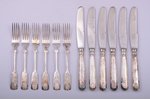 set of 6 forks and 6 knives, silver/metal, 830 standart, total weight of items 419.70g, Finland, 19....