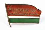 badge, Lithuanian SSR Highest counsel deputy, № 100, silver, USSR, Lithuania, cracks inside the corn...