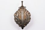 badge, 6th Riga infantry regiment, bronze, guilding, Latvia, 20-30ies of 20th cent., 69.4 x 38.5 mm...