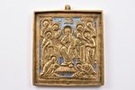icon, Christ the Pantocrator on the Throne, copper alloy, 2-color enamel, Russia, the border of the...