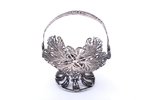 basket, silver, 84 standard, 30.88 g, filigree, 5.9 x 6.2 cm, h (with handle) 6.7 cm, 1874, Russia...