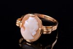 a ring, cameo, gold, 18 k standard, 3.48 g., the size of the ring 17.25, Sweden...