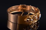 a bracelet, gold, 585 standard, 28.54 g., the diameter of the bracelet 5.3 x 6.1 cm, pearl, Finland,...