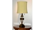 настольная лампа, латунь, стекло, рубеж 19-го и 20-го веков, 94 см, абажур с новой тканью...