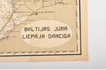 map, Baltic Sea, Liepaja-Danzig, Latvia, 53 x 40.3 cm, small tears on the edges...