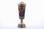 cup, "To the winner of the All-Union Rural Volleyball Competition", Palekh, by Dorofeev, USSR, 1953,...