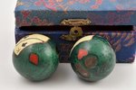 musical balls, metal, enamel cluazone, Ø 4.2 cm, one ball with enamel defect, в коробке...