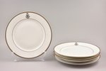 set of 5 plates, monogram of the noble family, porcelain, J. Jaksch & Co, Riga (Latvia), Russia, Ø 2...