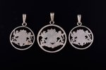 a set of 3 pendants made of coins, with coat of arms of Latvia, silver, 13.07 g., the item's dimensi...