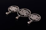 a set of 3 pendants made of coins, with coat of arms of Latvia, silver, 13.07 g., the item's dimensi...