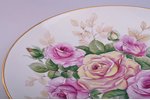 pair of wall plates, "Roses", porcelain, Rīga porcelain factory, signed painter's work, handpainted...