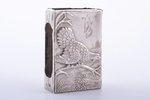 matches' holder, silver, 875 standard, 23.63 g, 5.9 x 3.9 x 2.1 cm, the 20ties of 20th cent., Latvia...