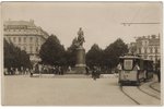 фотография, Рига, памятник Петру I, Латвия, Российская империя, начало 20-го века, 8.9 x 13.8 см...