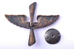 uzpleči, uzpleču zīme, Kara aviācijas pulks, bronza, Latvija, 20.gs. 20-30ie gadi, 36 x 44 mm, sudra...