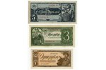 3 banknošu komplekts: 1 rublis, 3 rubļi, 5 rubļi, 1938 g., PSRS, XF...