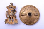 miniature badge, Heavy artillery division, Latvia, 20-30ies of 20th cent., 16.8 x 10.5 mm...