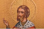 ikona, Svētais Aleksandrs Ņevskis, dēlis, gleznojums, vizuļzelts, Krievijas impērija, 22.5 x 17.5 x...