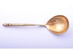 spoon, silver, 84 standard, 66.40 g, engraving, niello enamel, gilding, 17.4 cm, 1835, Moscow, Russi...