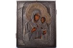 icon, Tikhvin icon of the Mother of God, board, painting, metal, factory "Krestyaninov with sons", R...