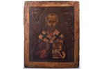 icon, Saint Nicholas the Miracle-Worker, board, painting, metal, Russia, 31.5 x 26.4 x 1.9 cm...