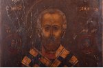 ikona, Svētais Nikolajs Brīnumdarītājs, dēlis, gleznojums, metāls, Krievijas impērija, 31.5 x 26.4 x...