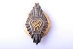badge, Armed Forces Acting Officer Courses, Latvia, the 30ies of 20th cent., 39.1 x 21.8 mm, nut thr...