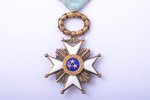the Order of Three Stars in a case, 5th class, silver, enamel, 875 standart, Latvia, 20ies of 20th c...