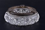 ashtray, silver, 875 standard, crystal, Ø 15.5 cm, the 20-30ties of 20th cent., Latvia...