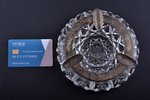 ashtray, silver, 875 standard, crystal, Ø 15.5 cm, the 20-30ties of 20th cent., Latvia...