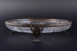 fruit dish, silver, 875 standard, crystal, Ø 24.8 cm, the 20-30ties of 20th cent., Latvia...