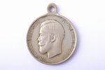 медаль, За усердие, Николай II, белый металл, Российская Империя, начало 20-го века, 34 x 28.2 мм...