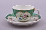 tea pair, porcelain, Kornilov Brothers manufactory, Russia, 1843-1861, h (cup) 6 cm, Ø (saucer) 15.5...