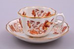 tea pair, porcelain, Kornilov Brothers manufactory, Russia, 1843-1861, h (cup) 4.9 cm, Ø (saucer) 13...