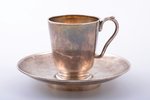 tea pair, silver, 84 standart, gilding, 1889, 190.40 g, Egorov Alexander Sergeev's workshop(?), Mosc...